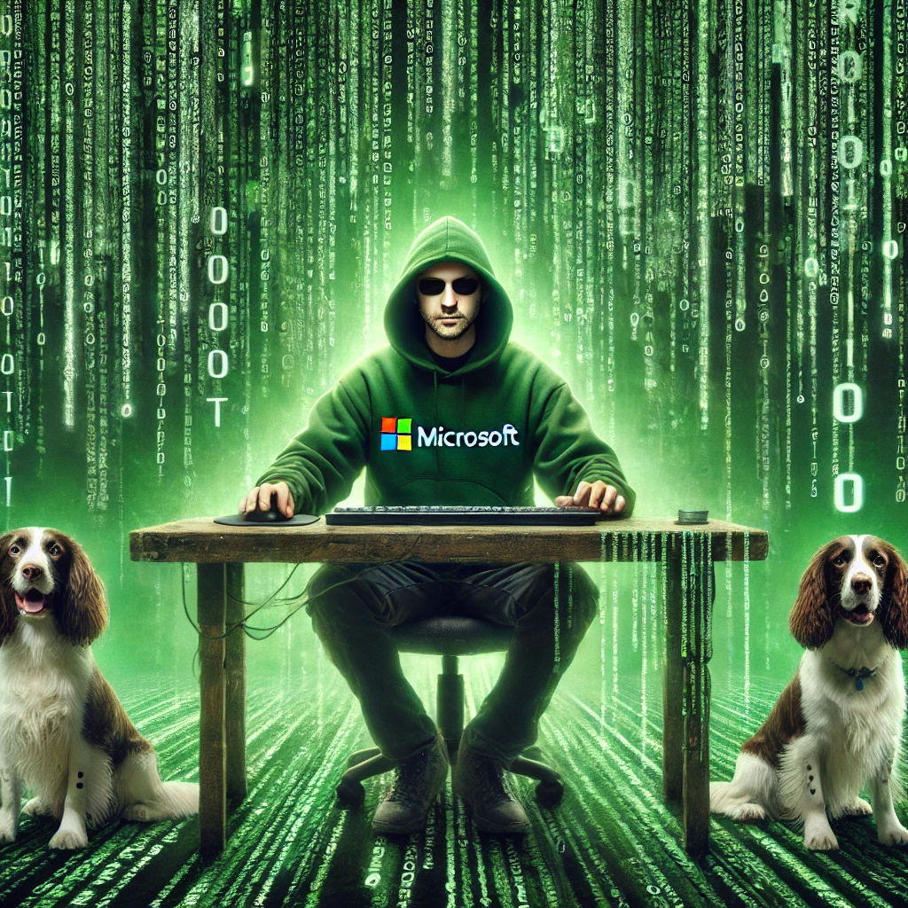 Matrix-style Microsoft network wizard